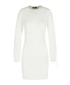 Balmain Monogram Long-sleeve Knit Bodycon Dress In White