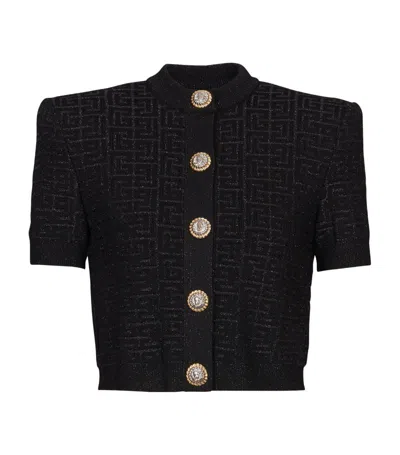 Balmain Pb Labyrinth Knit Cardigan In Black