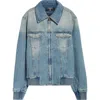 Balmain Blue Cropped Lined Denim Jacket In Blue