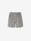 Balmain Black Shorts With Monogram Motif In Black