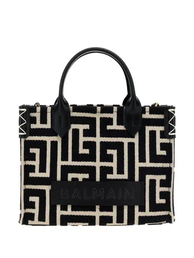 Balmain Monogram Logo Tote Bag In Black