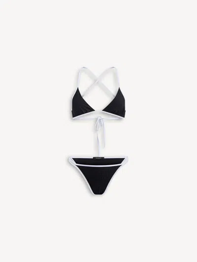 Balmain Monogram Lycra Swimsuit In Black