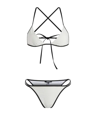 Balmain Monogram Lycra Swimsuit In White