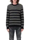 Balmain Pb Labyrinth Ribbed Jumper In White