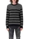 Balmain Pb Labyrinth Ribbed Jumper In White Black