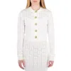 Balmain Monogram Mesh Knit Cardigan In White