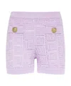 Balmain Monogram Knit Shorts In Purple