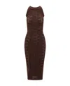 Balmain Monogram Mesh Midi Dress In Black