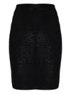 Balmain Monogram Midi Skirt Textured Patterned Design In Black
