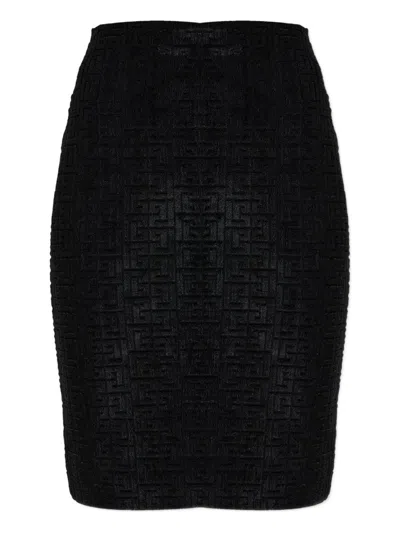 Balmain Monogram Midi Skirt In Black