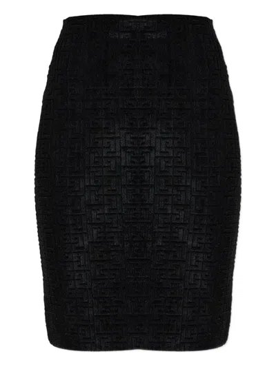 Balmain Women Monogram Midi Skirt In Black