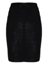 Balmain Monogram Midi Skirt Textured Patterned Design In Black
