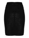 Balmain Monogram Midi Skirt Textured Patterned Design In Black