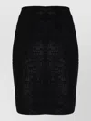 Balmain Monogram Midi Skirt Textured Patterned Design In Black