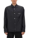 Balmain Padded Nylon Shirt With Buttoned Cuffs In Blue