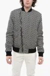 Balmain Monogram Padded Bomber Jacket With Decentralized Zip In Multi