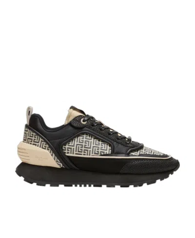 Balmain Monogram Panelled Sneakers In Black
