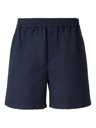 Balmain Monogram-pattern Bermuda Shorts In Blue