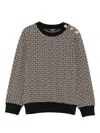 Balmain Monogram-pattern Button-detail Sweater In Black
