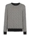 Balmain Black Crewneck Sweatshirt With All-over Monogram Print In Cotton Man In Gray