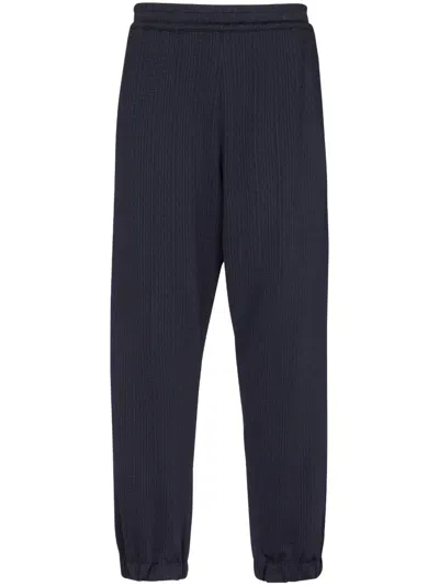 Balmain Monogram-pattern Elasticated-waistband Track Pants In Blue