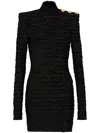 Balmain High Neck Body-con Mini Dress With Shoulder Buttons In Black