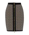 Balmain Monogram Wool Pencil Skirt With Zip In Black