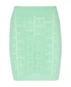 Balmain Monogram-pattern Open-knit Miniskirt In Green