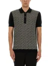 Balmain Monogram Pattern Polo With Classic Collar In Black