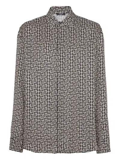 BALMAIN MONOGRAM-PATTERN SHIRT