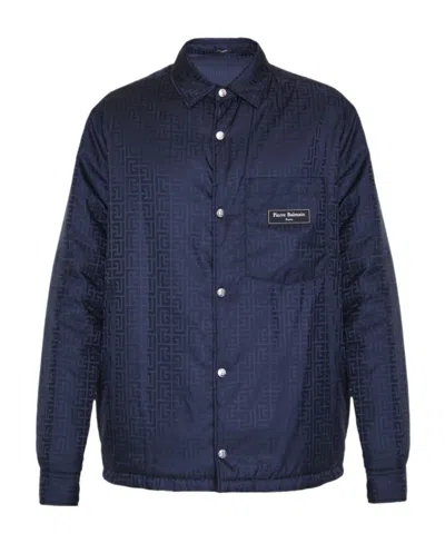 Balmain Monogram-pattern Shirt In Blue