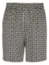 Balmain Monogram-pattern Shorts In Gray