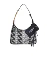 Balmain Monogram Pattern Shoulder Bag In Black