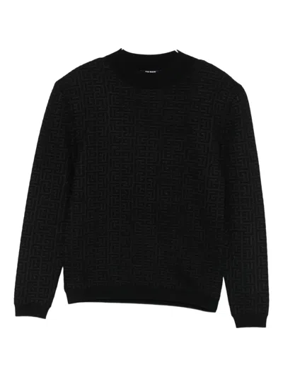 Balmain Kids' Monogram-pattern Sweater In Black