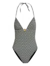 Balmain Monogram-pattern Swimsuit In Black