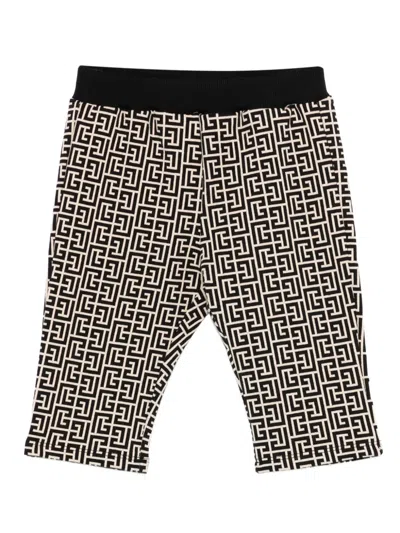 Balmain Babies' Monogram-pattern Trousers In Black