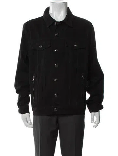 Pre-owned Balmain Monogram Pattern Trucker Jacket In Blue