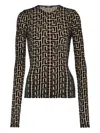 Balmain Monogram Velvet Top Fitted Long Sleeves In Black
