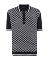 Balmain Monogram Jacquard Merino Wool Polo Sweater In Black