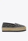 Balmain Monogram Platform Espadrilles In Black
