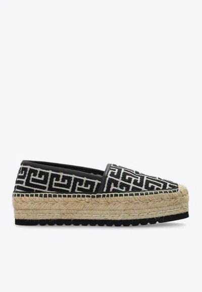 Balmain Monogram Platform Espadrilles In Multi