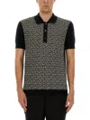Balmain Monogram Pattern Polo With Classic Collar In Black