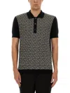 Balmain Monogram Pattern Polo With Classic Collar In Black