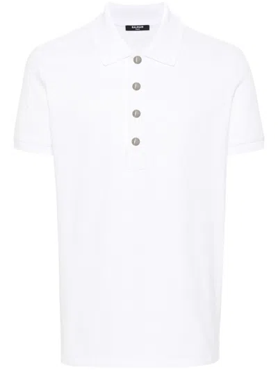 Balmain Monogram Polo Shirt In White