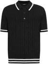 Balmain Monogram-jacquard Knitted Polo Shirt In ブラック