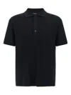 Balmain Textured Black Knitted Polo With Classic Collar In Multi