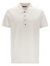 Balmain Monogrammed Textured Fabric Polo Shirt With Metal Buttons In White