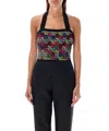Balmain Halterneck Top In Pop Monogram Knit