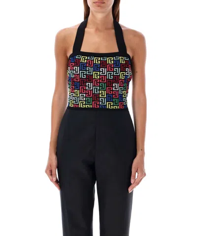 BALMAIN MONOGRAM POP MONOGRAM CROP TOP