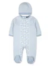 Balmain Monogram-print Babygrow Set In Blue